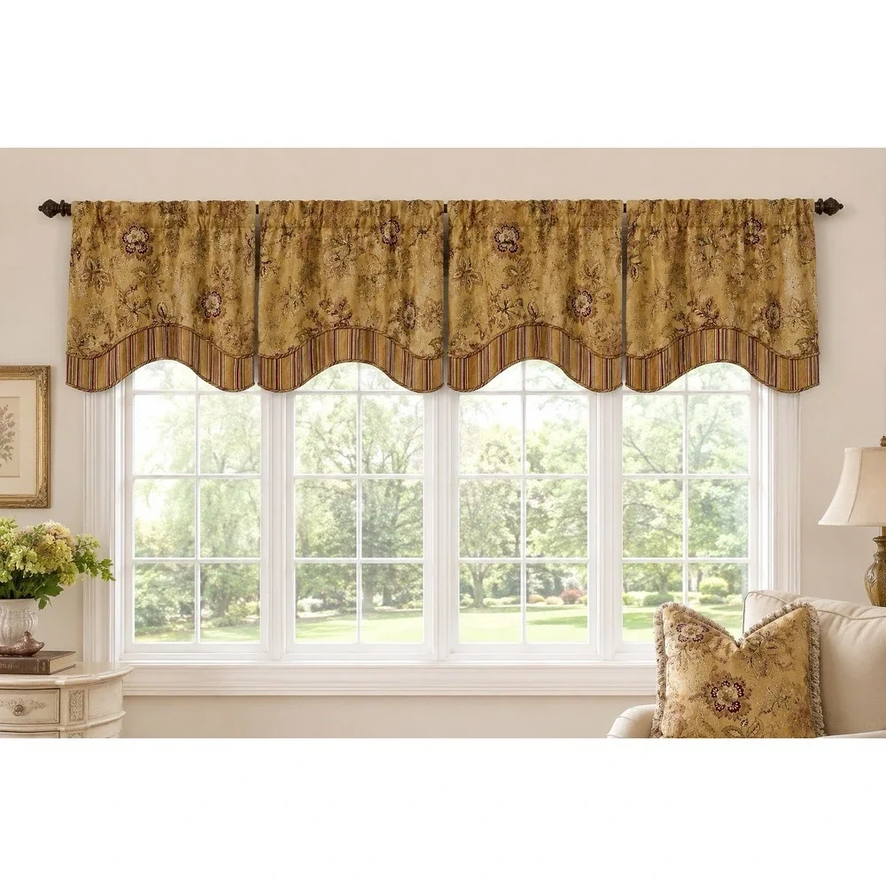 4X Traditions by Waverly Navarra Antique Scallop Valance Rod Pocket 52